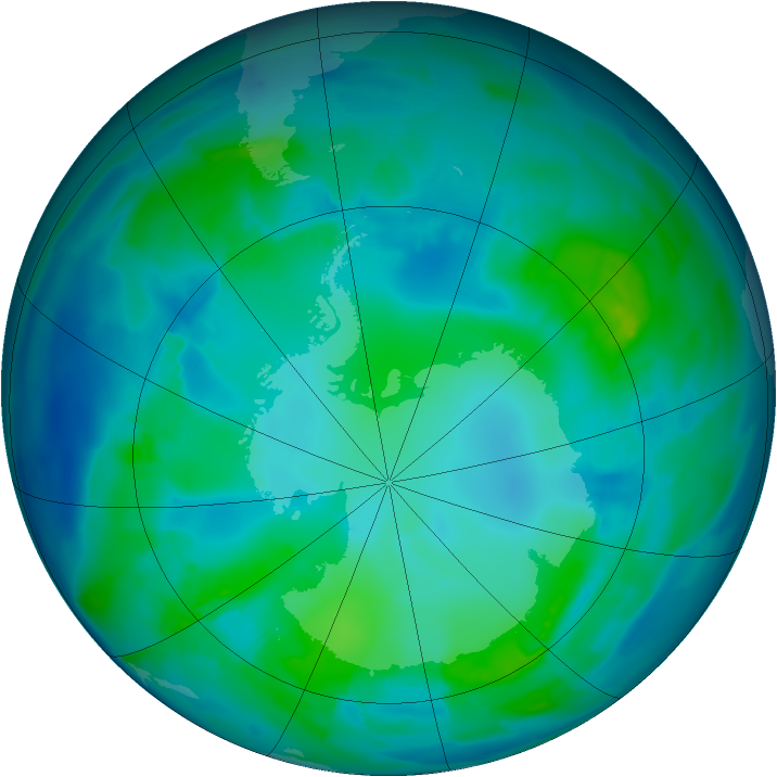 Antarctic ozone map for 02 May 2012